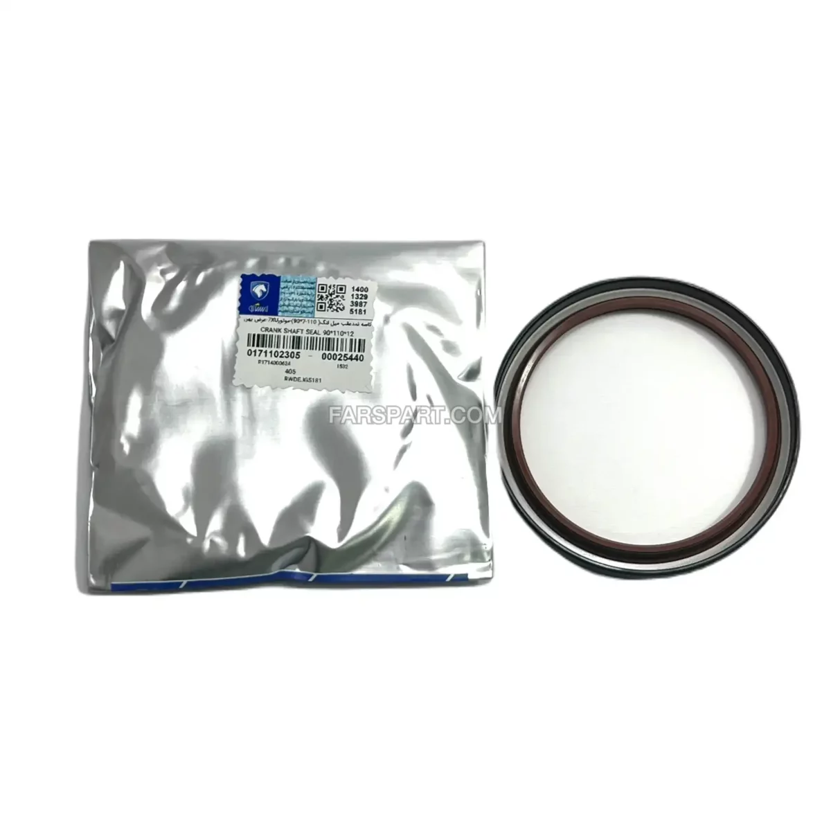 کاسه نمد عقب میل لنگ 405 (لبه دار) موتورهای XU7-XU7P (ابعاد12-110-90) (ویژن) ایساکو - Image 1